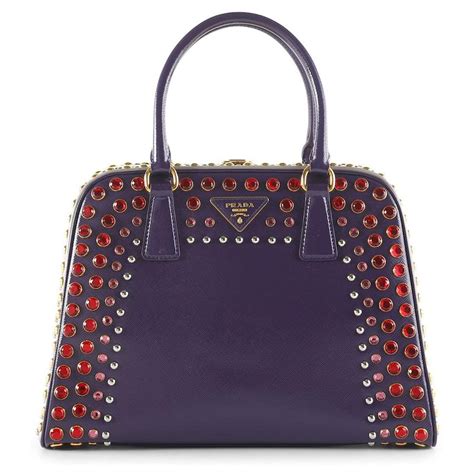 Prada Pyramid Top Handle Bag Vernice Saffiano Leather .